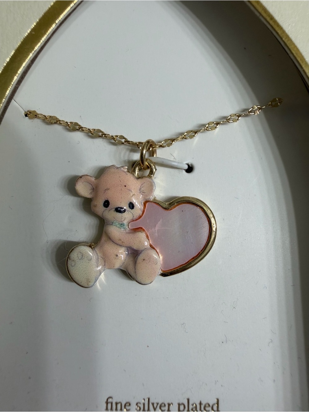 Precious Moments Teddy Bear Fine Sliver Plated Necklace